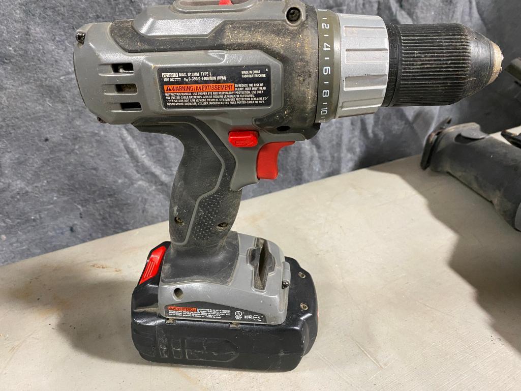 6pc Porter-Cable Cordless Tool Set w/ 1 Battery, No Charger, Sawzall, 3 Drills, Light, Circ. Saw