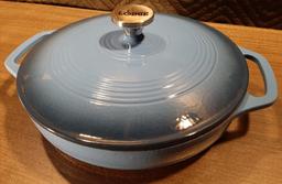 Lodge Enameled Cast Iron Covered Casserole 3.6 Quart Carribean Blue