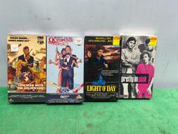 4 VHS Movies, James Bond The Man with the Golden Gun, Octopussy, Light of Day & Pretty in Pink