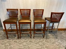 Lot of 4 Bar Stools / Pub Chairs, GAR Products, Wood, Metal, Padded Seat