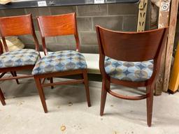 Lot of 4 Restaurant / Banquet Chairs, Wood Frame, Padded Seat, Design Fabric