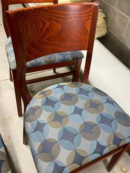 Lot of 4 Restaurant / Banquet Chairs, Wood Frame, Padded Seat, Design Fabric