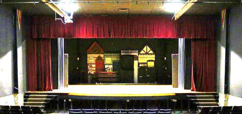 Stage Curtain Set, Front Curtains, Rails, Pulleys, Ropes, ea. Curtain 18ft x 13ft-6in Buyer to