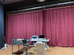 Stage Curtain Set, Front Curtains, Rails, Pulleys, Ropes, ea. Curtain 18ft x 13ft-6in Buyer to