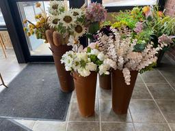 Artificial Flowers in Metal Planters