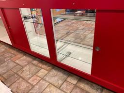 Glass Front & Top Retail Showcase Reception Counter w/ Rear Sliding Doors, Glass Shelves 10ft