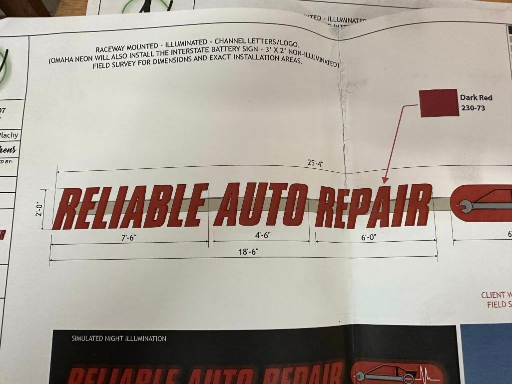 Reliable Auto Repair Exterior Building Sign, Buyer to Remove