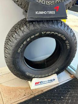 2 Tire Displays, 2 New Tires, BF Goodrich, Kumho - Both P255/70R16