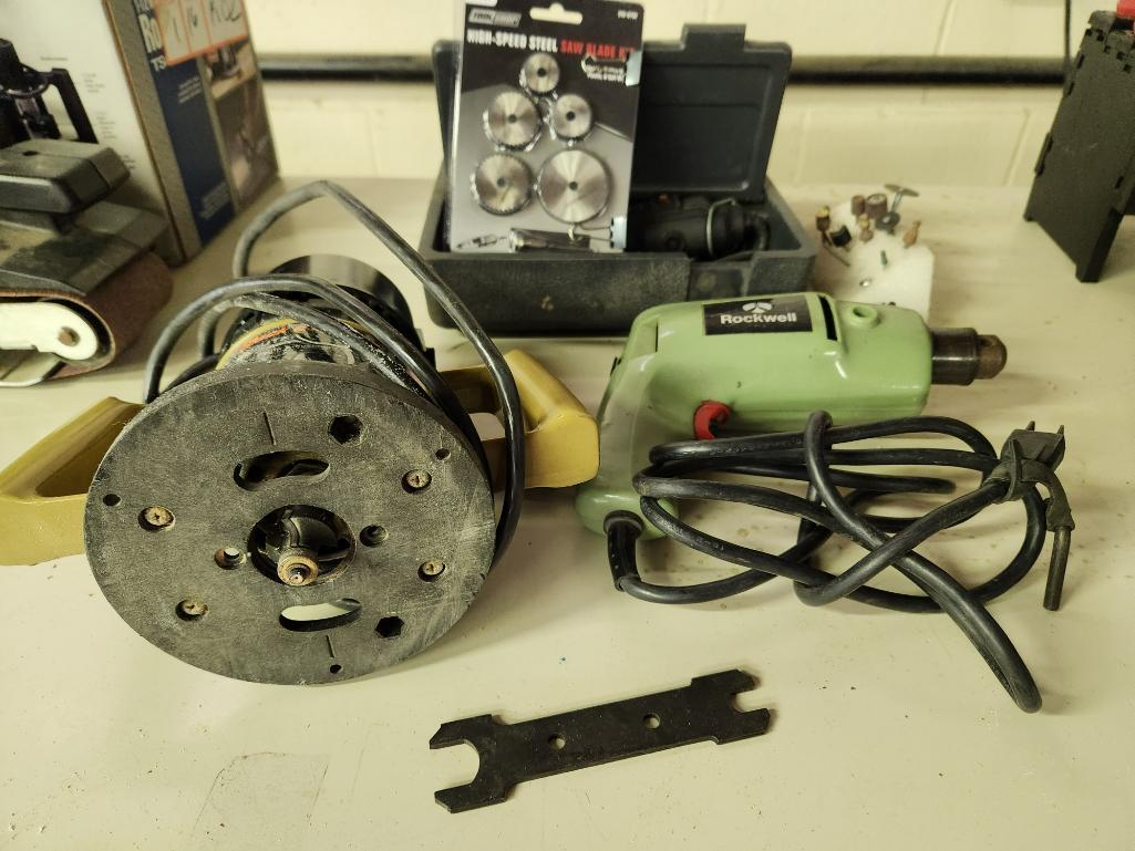 3/8in Drill, B&D Router, Craftsman Rotary Tool, Saw Blades, Dremel Attachments