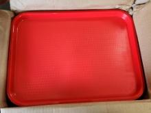 New Case of 12, Pinch 12in x 16in Fast Food Trays, Red, Cafeteria Trays, TRY-1216RD