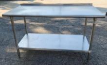 Stainless Steel Prep Table w/ Lower Shelf, 60in x 30in x 35in H w/ Backsplash