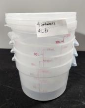 (4) 12-Quart Food Containers w/ Lids