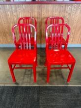 Lot of 4, Arline Aluminum Restaurant Chairs, Red, Sold 4 x $