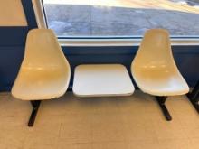 2-Seat, Single Table iron Frame Lobby Seats w/ Molded Plastic Chair Seats