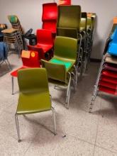 Lot of 22 Plastic Student Chairs 15" Assorted Colors