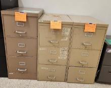 Lot of 3 Metal 2-Drawer File Cabinets 18" x 28" x 39" or 42" No Lock