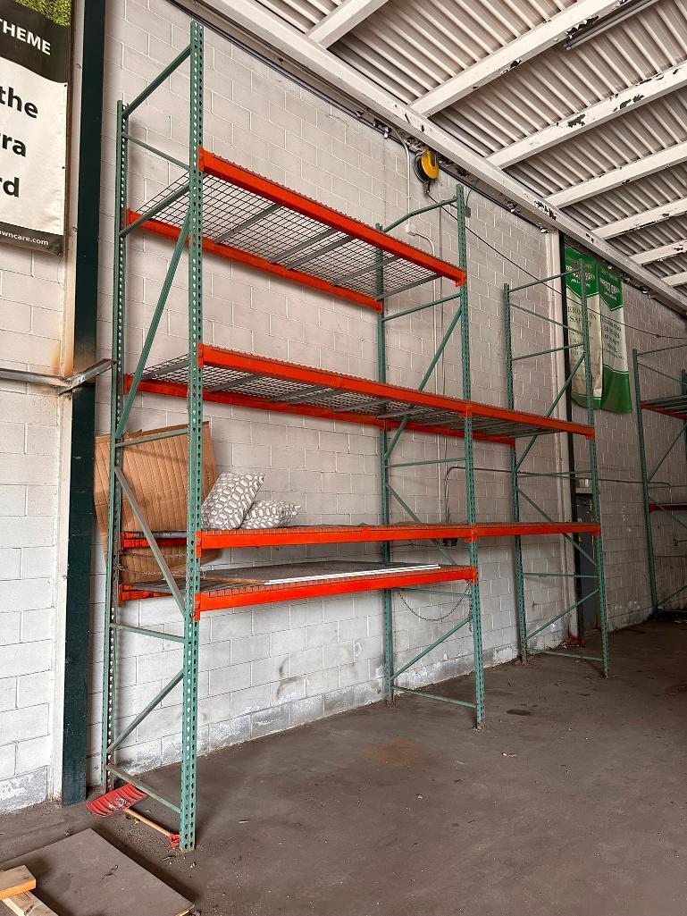 2 Sections Pallet Racking, 16ft Uprights, 9ft Beams, 42in Deep, Wire Decking