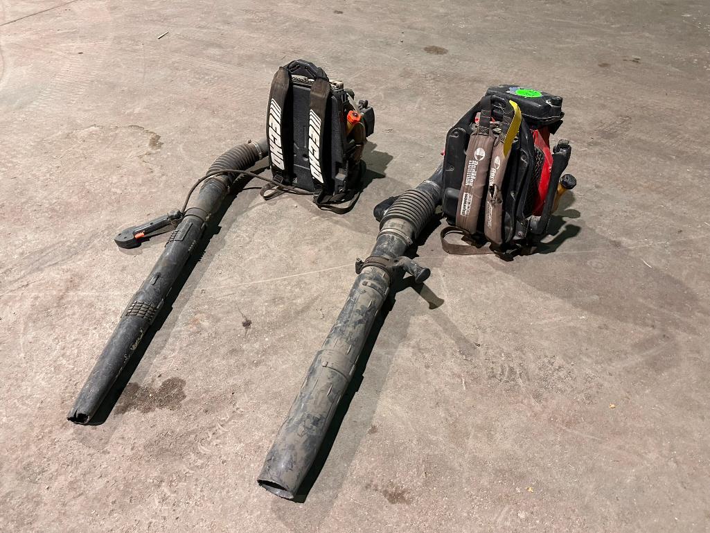 Pair of Gas Backpack Blowers, Unknown Condition
