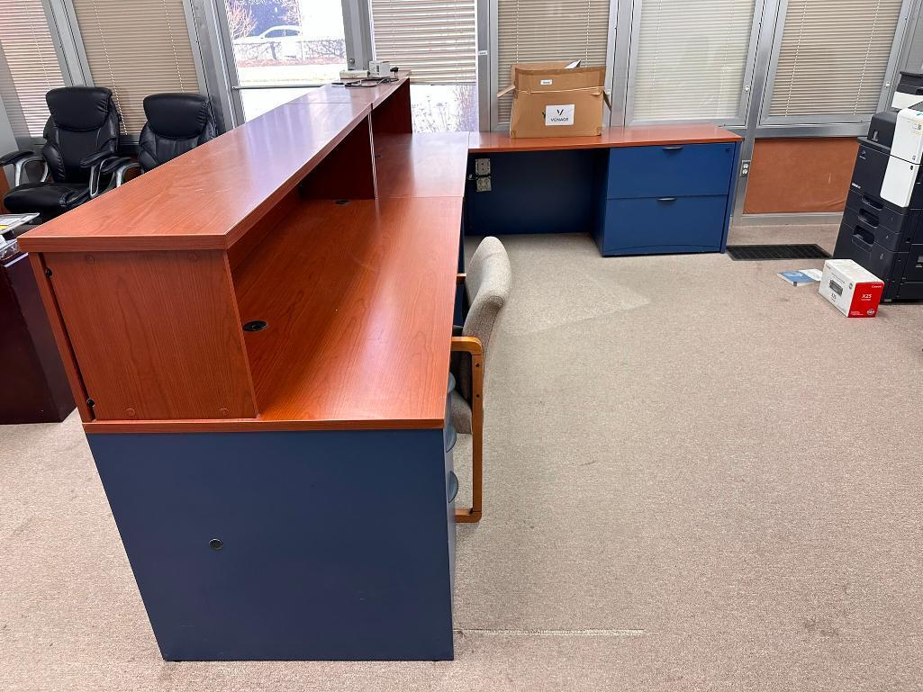Large L-Shape Reception Counter, Desk, Credenza