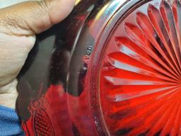 Vintage Avon Ruby Red Glass Plates & Ashtray