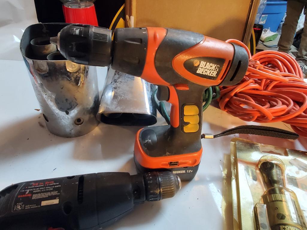 Cordless Power Ratchet, Electric Drills, Extension Cords, Belt, etc