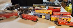 Group of Model Railroad Train Cars & Remote