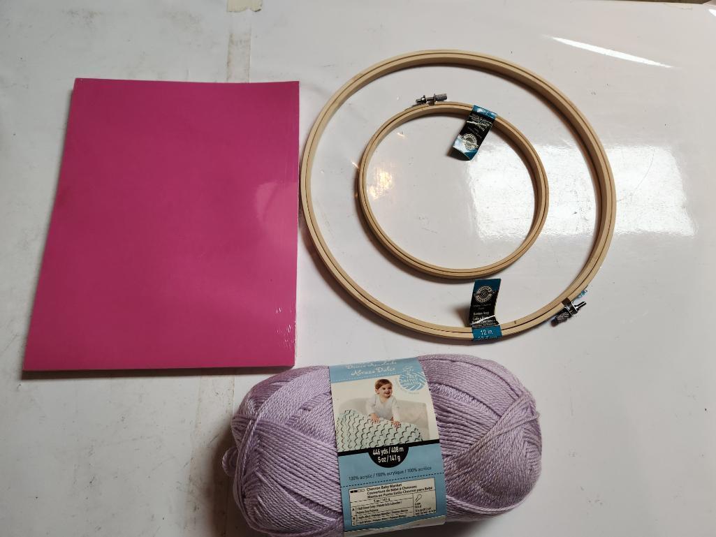 Construction Paper, Yarn, Embroidery Rings