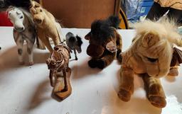 Group of Vintage Toy Stuffed Animals - Horses