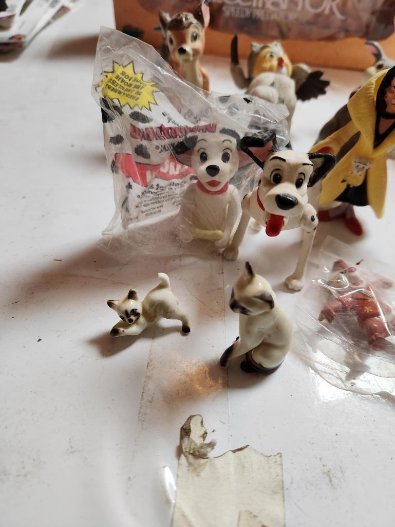 Group of Vintage Figurines - 101 Dalmatians, Cats & Velociraptor