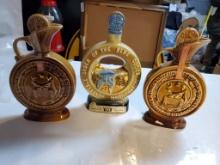 Lot of 3 Vintage Jim Beam Decanters; Centennial B.P.O.E. Elks & Honorable Order Of The Blue Goose