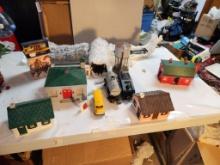 Group of Model Railroad Buildings & Tracks