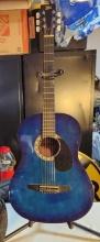 Rogue Fine Instruments Blue Guitar w/ Stand & Bag