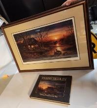 Lot of 2 Terry Redlin Framed "Shoreline Neighbors" & "Opening Windows to the Wild" Book, Signed