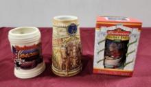 Lot of 3 Budweiser Holiday Steins