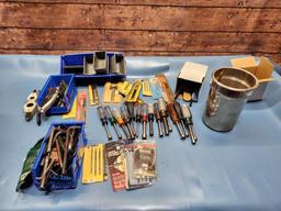 Large Group of Tools, Nut Drivers, New Tools, Razor Blade Knives, Bits, See Images