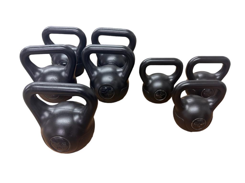 8 Kettle Bells, (5) 10lb, (3) 5lb