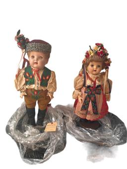 Vintage Czech Dolls w/ Handmade Clothing, w/ First Place Tag from Nebraska State Fair