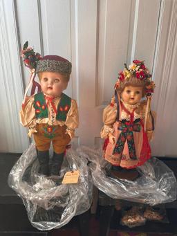 Vintage Czech Dolls w/ Handmade Clothing, w/ First Place Tag from Nebraska State Fair