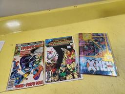 Three Vintage Comic Books, X-Men, Spiderman, Crisis of Infinite Earths 75 Cent & Others