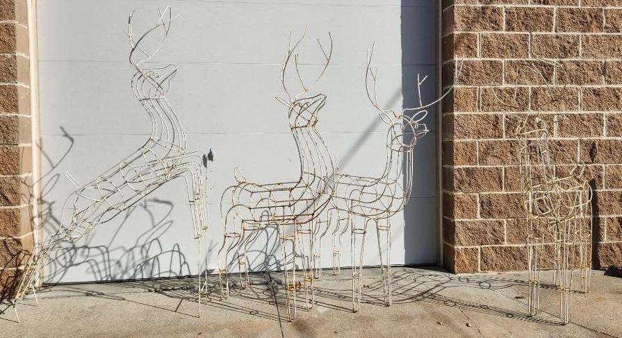 Four Metal Framed Outdoor Lighted Reindeer
