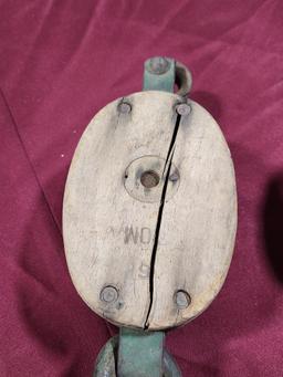 Pair of Antique Block Pulleys w/ Hooks