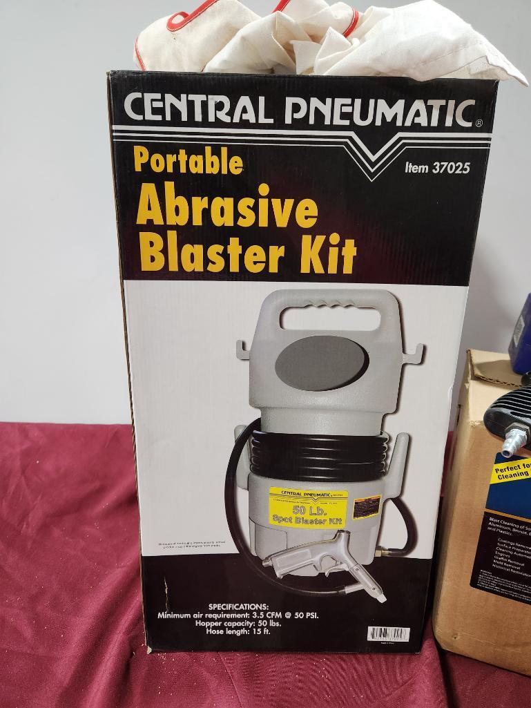Portable Abrasive (Sand) Blaster Kit and 25lb Box Walnut Shell Blasting & Tumbling Media Abrasive