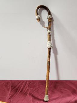 Cane, Walking Stick and Wood Carved African Pipe