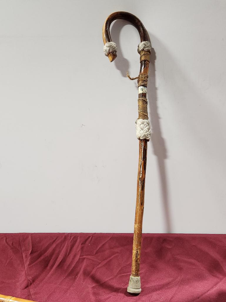 Cane, Walking Stick and Wood Carved African Pipe