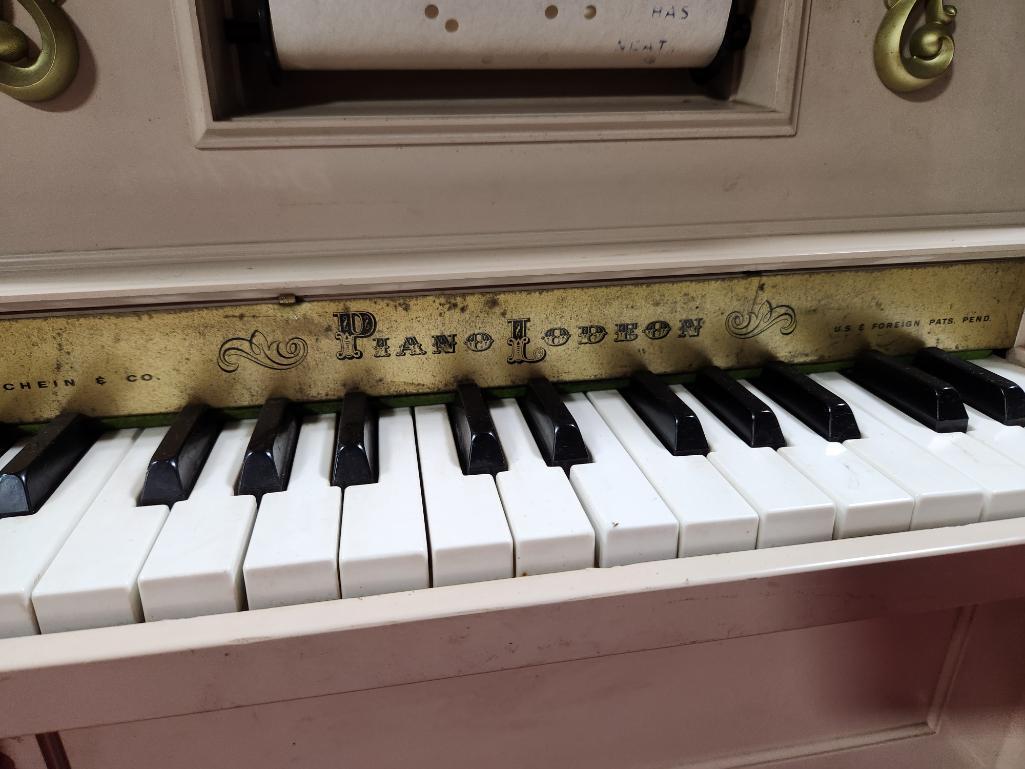 J. Chein Piano Lodeon Toy Player Piano w/ Rolls, Works