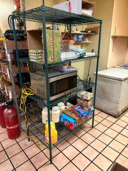 NSF Green Epoxy Stationary Shelving Rack, 4 Shelves, 72in x 42in x 24in