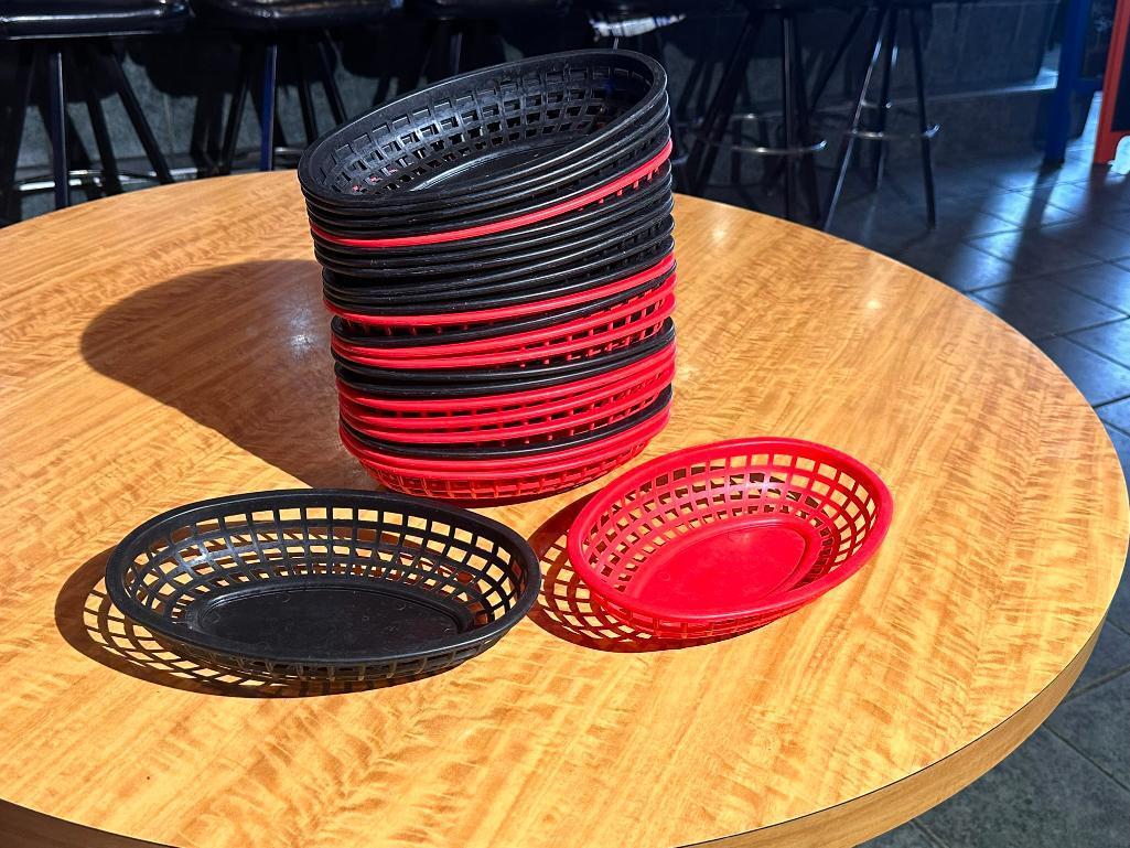 Lot of 25 Serving Baskets, Black & Red, Tablecraft 1074