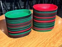 Lot of 79 Serving Baskets, Black, Green and Red, Tablecraft No. 1076, 10-1/2in x 7-1/2in
