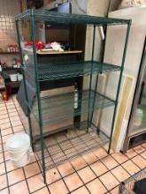 NSF Green Epoxy Stationary Shelving Rack, 4 Shelves, 72in x 42in x 24in