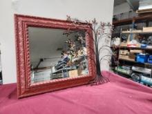 Ornate Framed Mirror and Metal Tree